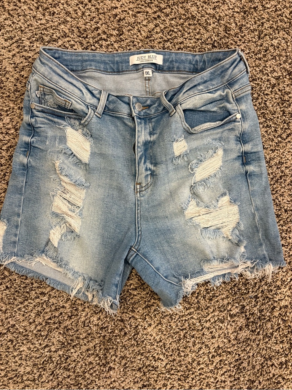 Judy Blue Light Wash Distressed High-Rise Jean Shorts